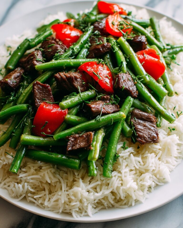 Spicy Garlic Beef Stir-Fry with Green Beans & Rice Recipe