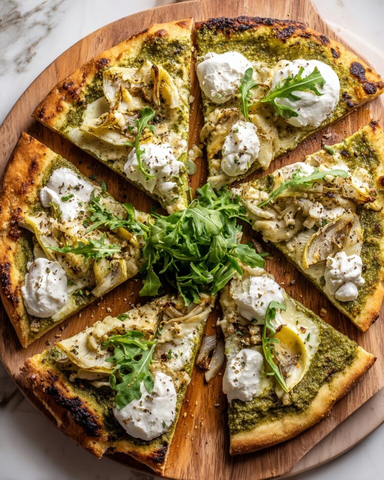 Artichoke Pesto Burrata Pizza with Lemon Arugula Recipe