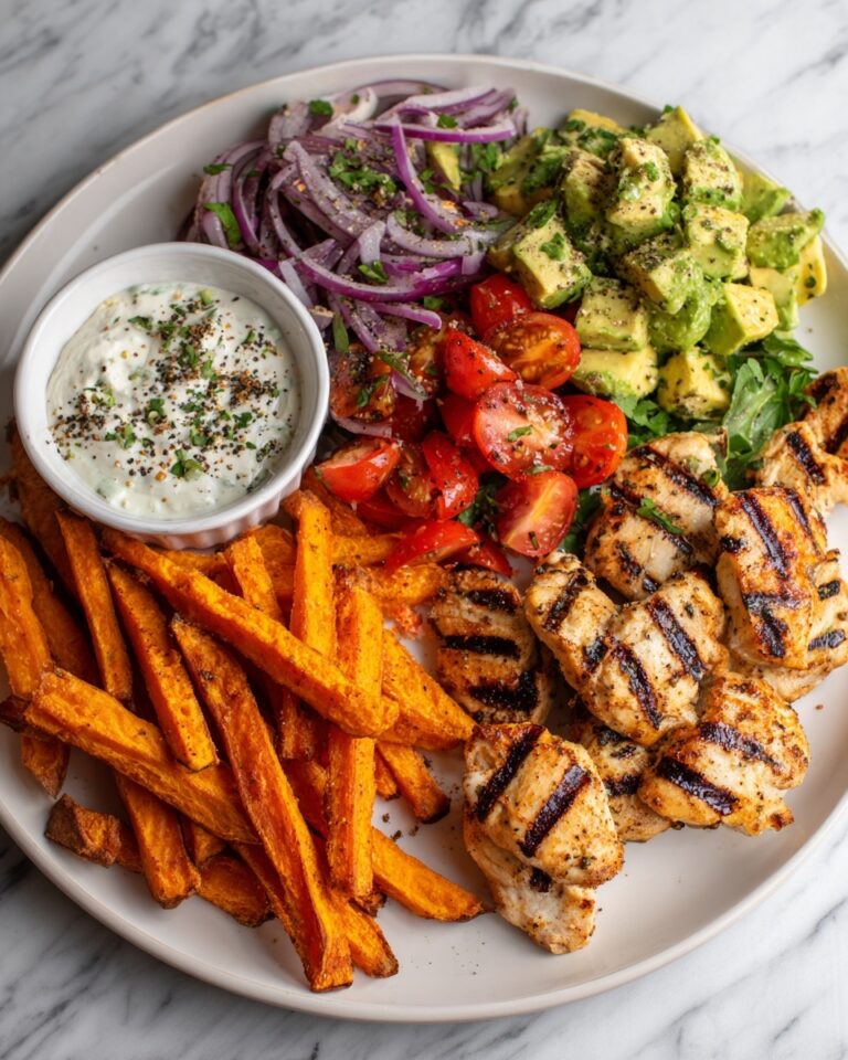 Grilled Chicken with Sweet Potato Fries and Fresh Avocado Salsa Recipe