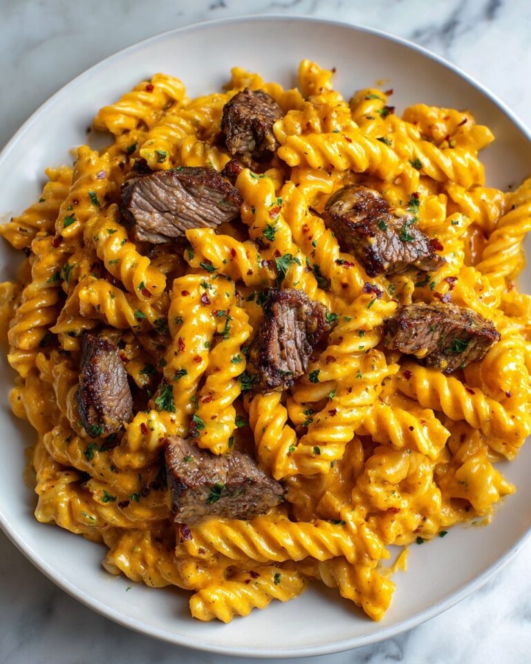 Cheesy Steak Bites and Rotini Pasta Recipe
