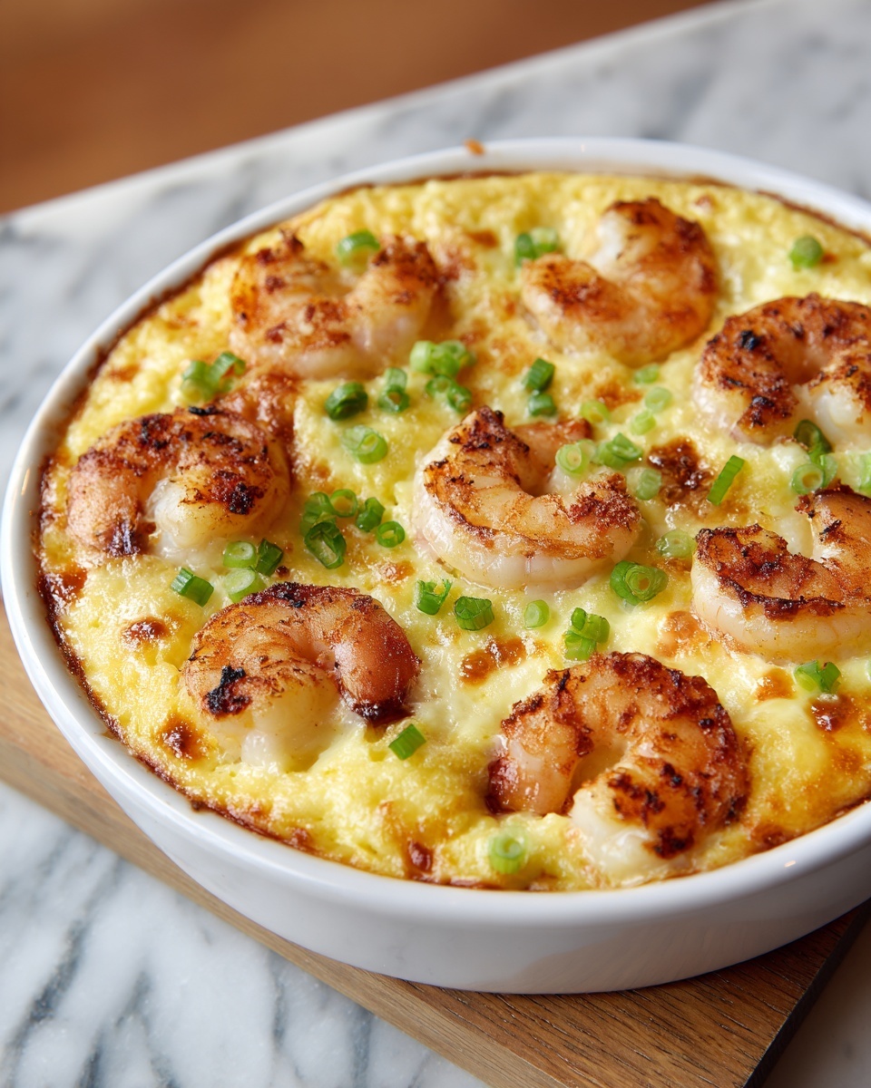Creamy Shrimp and Grits Casserole with Cheddar Crust Recipe - Recipe Image