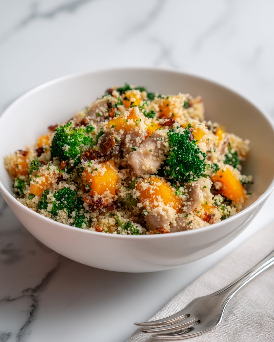 Roasted Butternut Squash, Broccoli, and Cheddar Chicken Couscous Recipe - Recipe Image