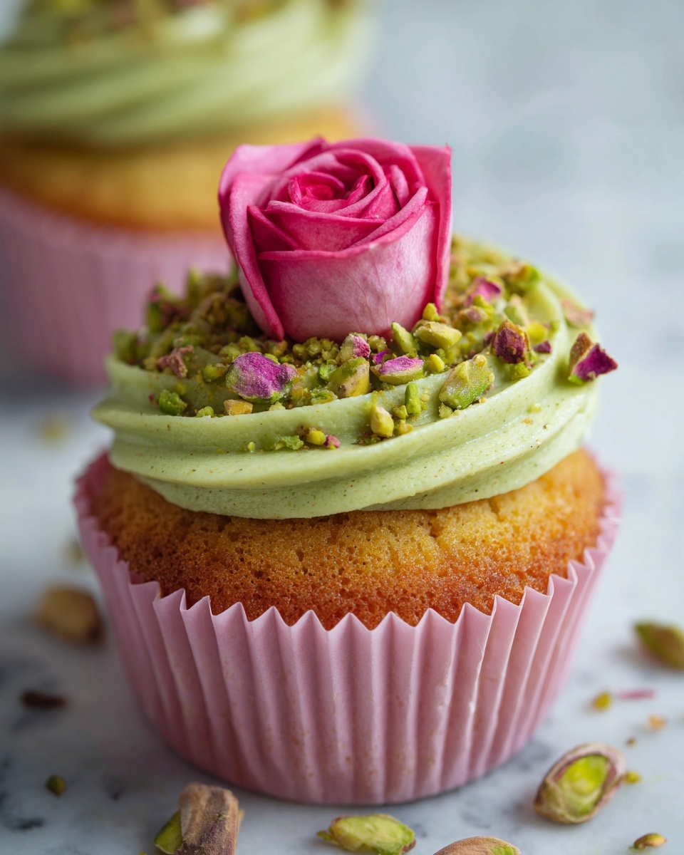 Mini Rose Pistachio Cupcakes Recipe - Recipe Image
