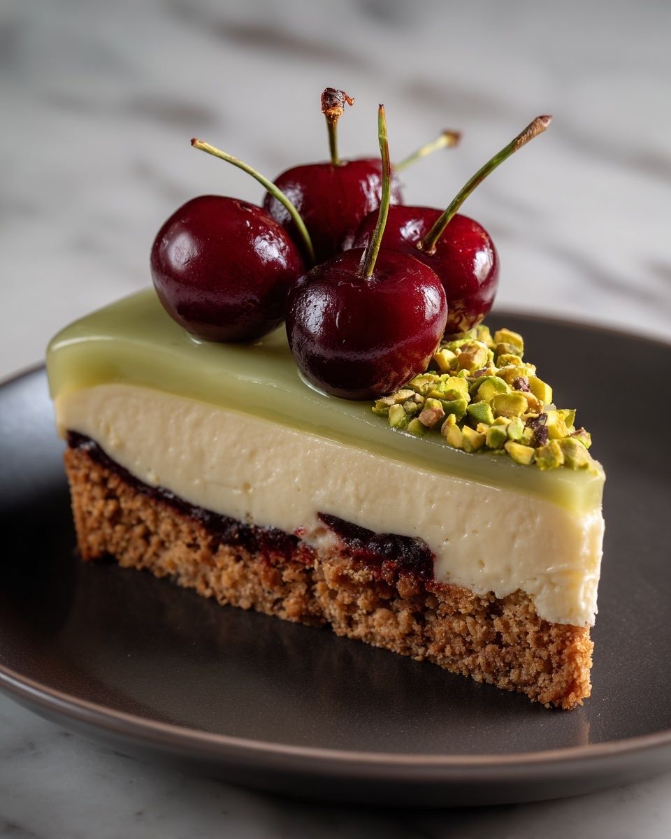 Luscious Lemon-Lime Cherry Pistachio Cheesecake Recipe - Recipe Image