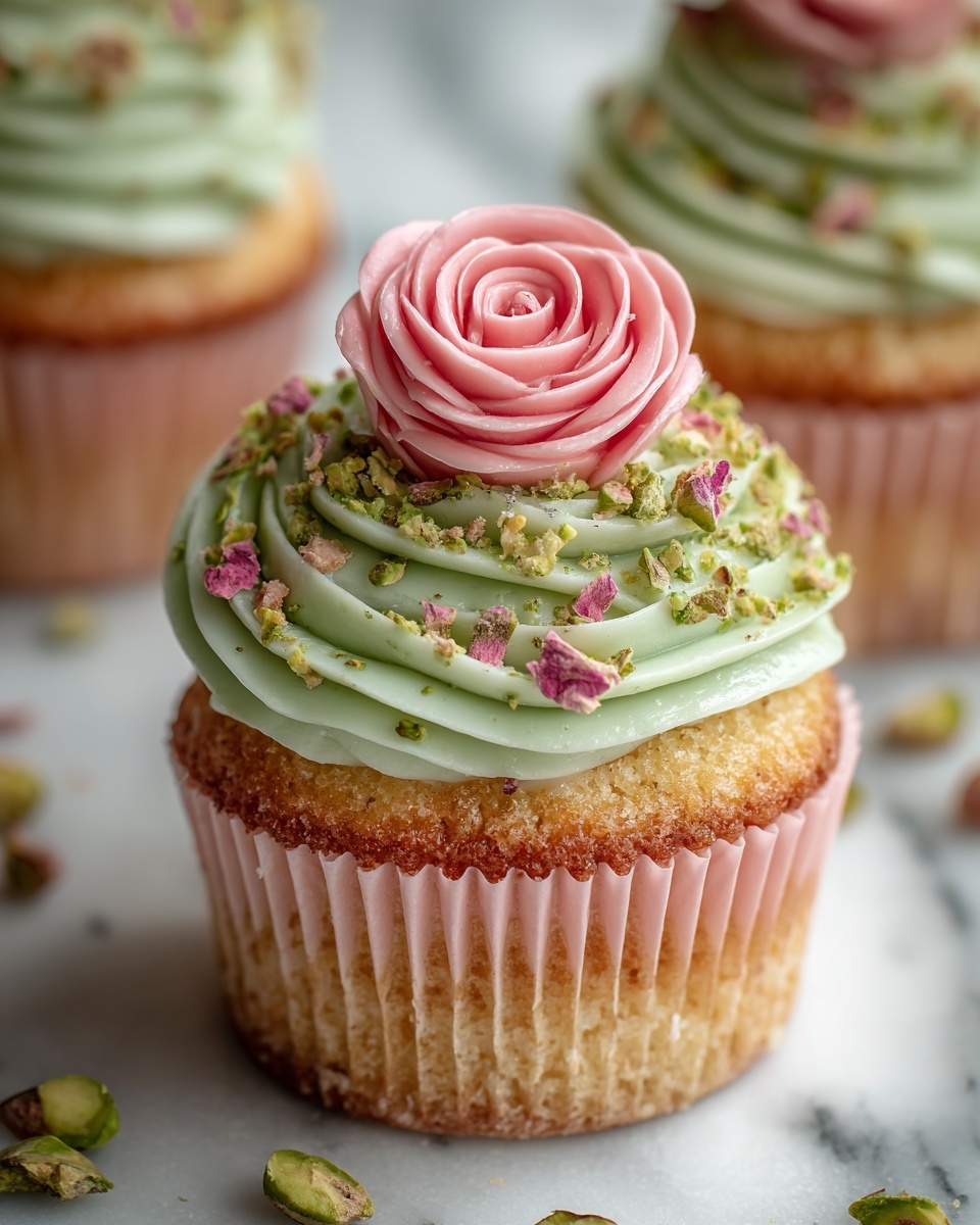 Mini Rose Pistachio Cupcakes Recipe - Recipe Image