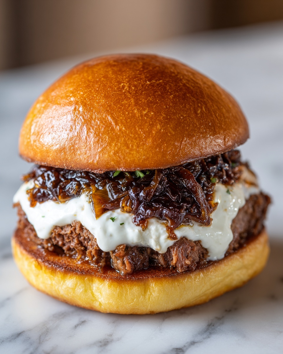 Caramelized Onion and Cheese Steak Sandwich Recipe - Recipe Image