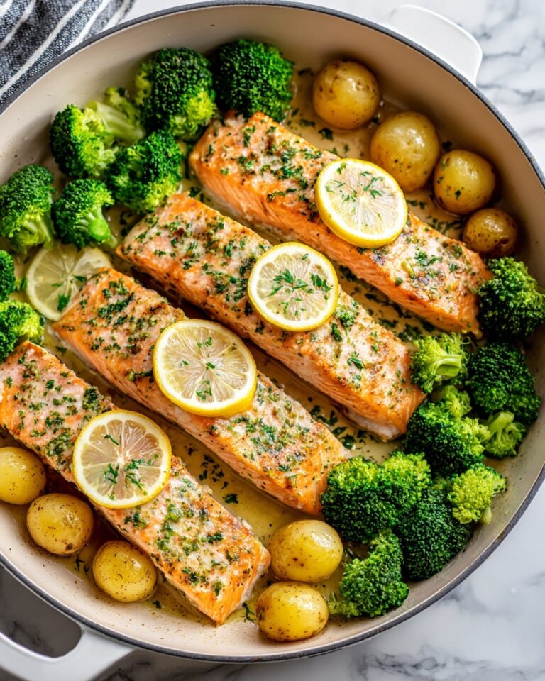 Lemon Butter Salmon with Crispy Potatoes and Broccoli Recipe