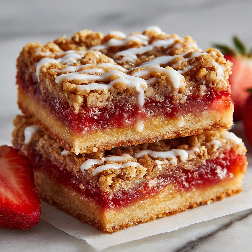 Healthy Strawberry Oatmeal Bars Recipe - Recipe Image