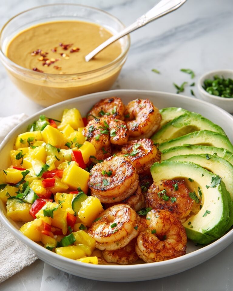 Grilled Shrimp Bowls with Mango Salsa, Avocado, and Lime-Chili Sauce Recipe