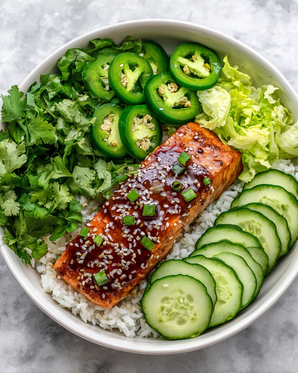Crunchy Brown Rice Salmon Bowls with Herbed Tahini Dressing Recipe - Recipe Image
