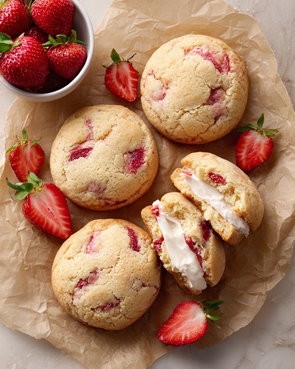 Strawberry Cheesecake Stuffed Cookies Recipe - Recipe Image