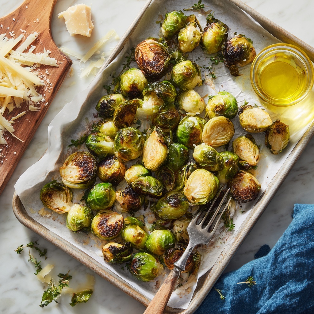 Lemon Parmesan Roasted Brussels Sprouts with Thyme and Red Pepper Flakes Recipe - Recipe Image