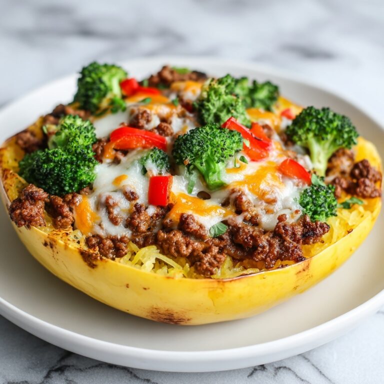 Ground Beef and Sausage Stuffed Spaghetti Squash with Cheddar and Swiss Recipe