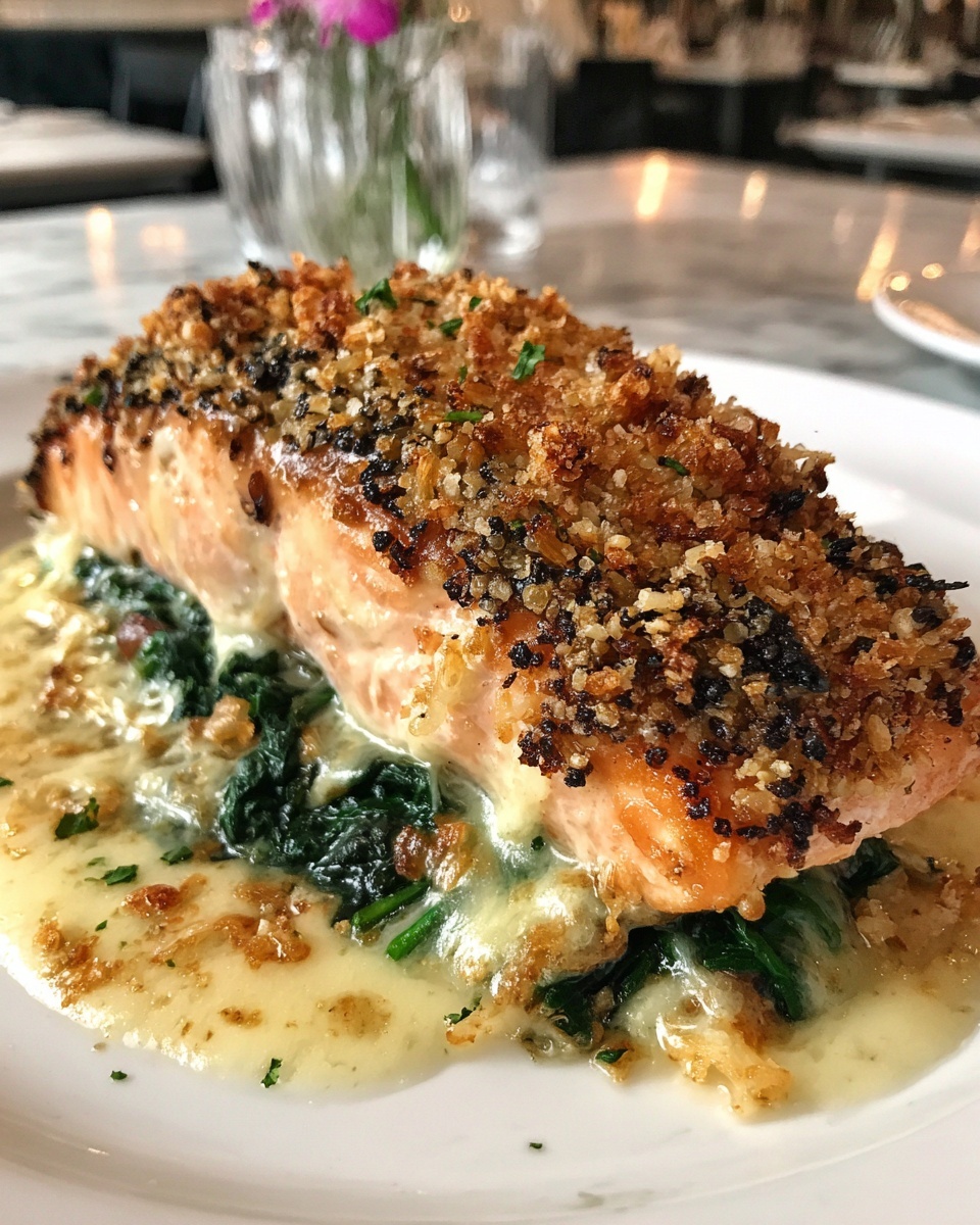 Blackened Salmon Stuffed with Spinach & Parmesan Recipe - Recipe Image
