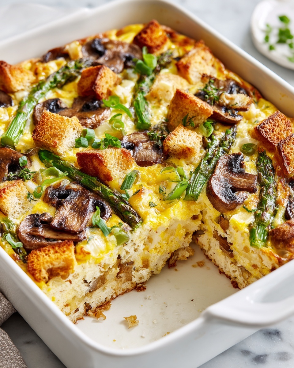 Overnight Asparagus Mushroom Strata Recipe - Recipe Image