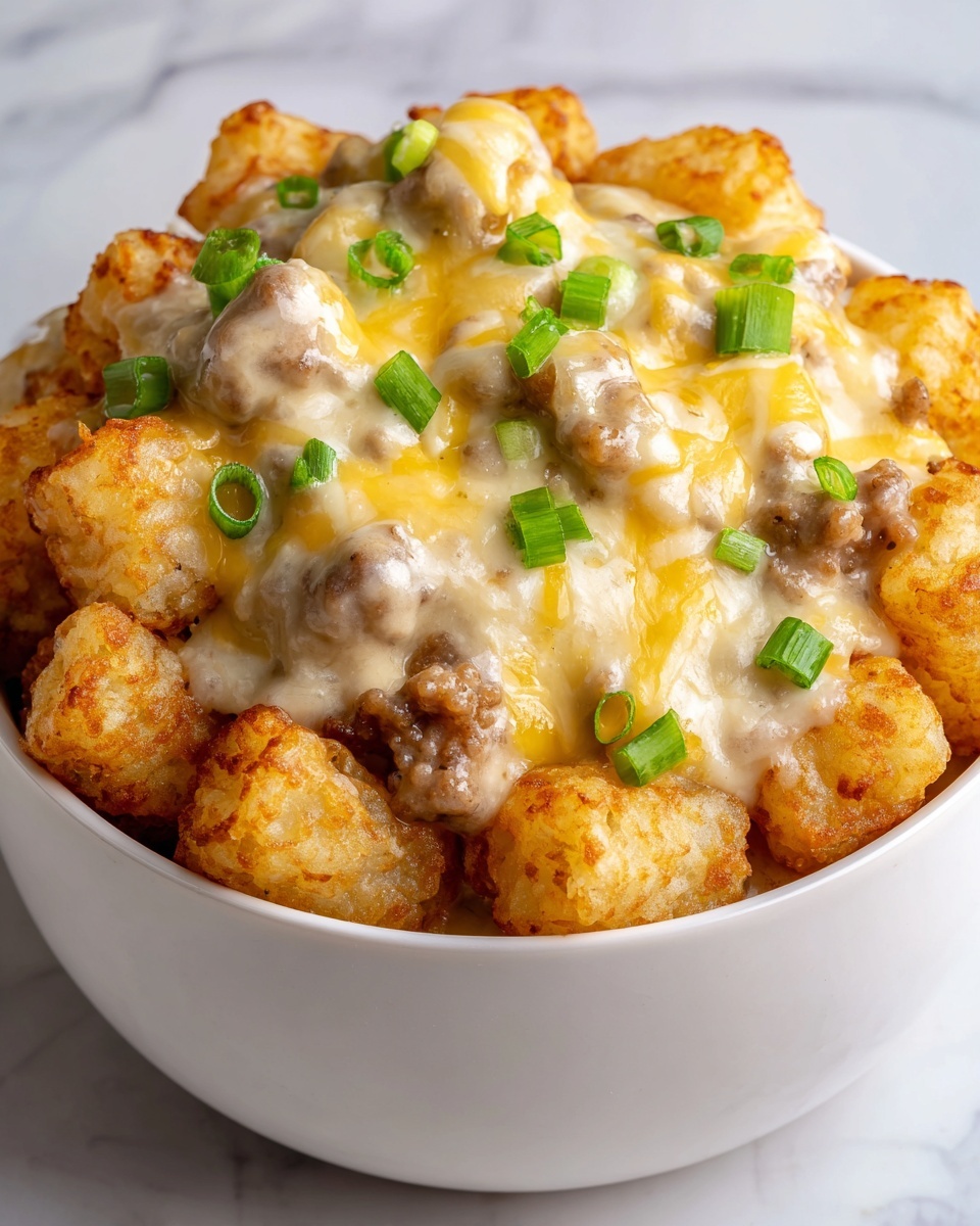 Tater Tot Breakfast Bowl with Sausage Gravy Recipe - Recipe Image