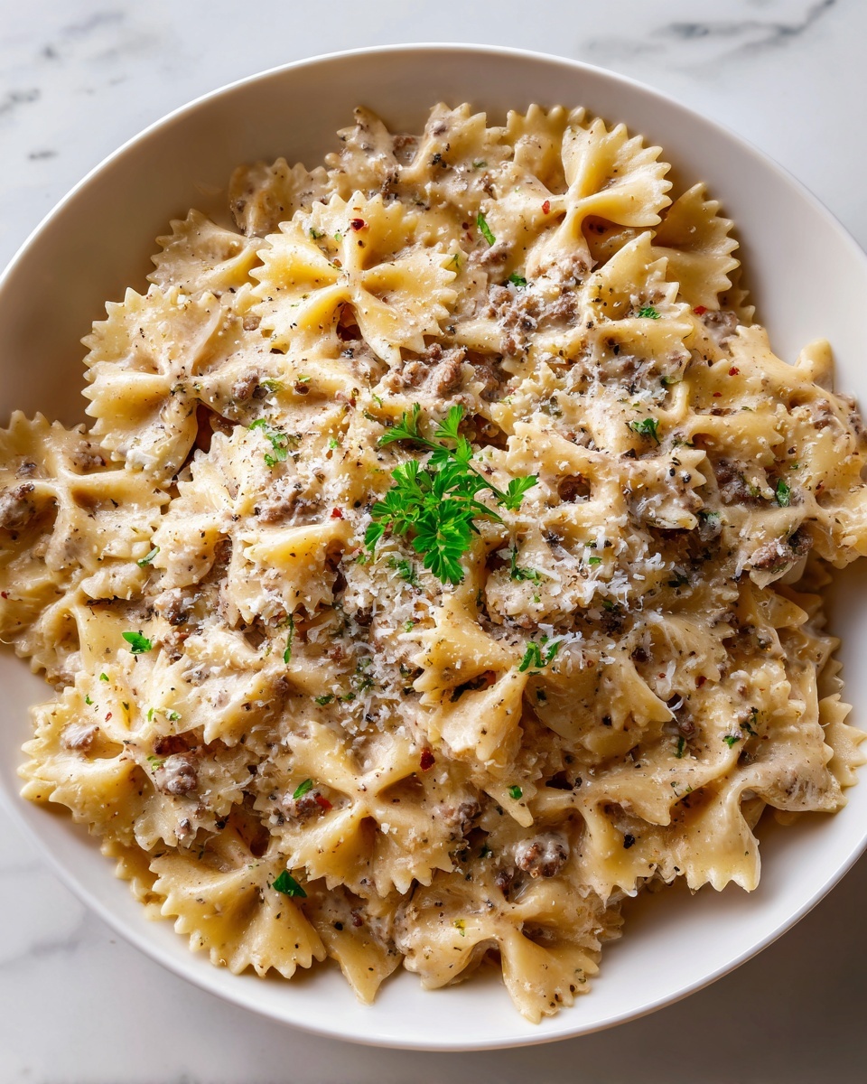 Creamy Beef and Bowtie Pasta Recipe - Recipe Image