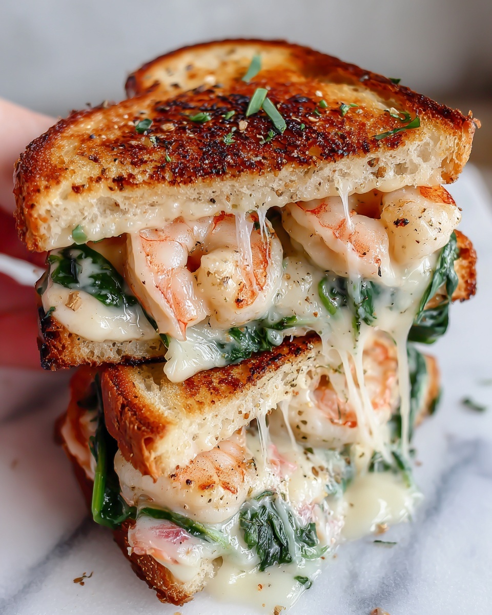 Cheesy Garlic Shrimp Grilled Cheese Recipe - Recipe Image