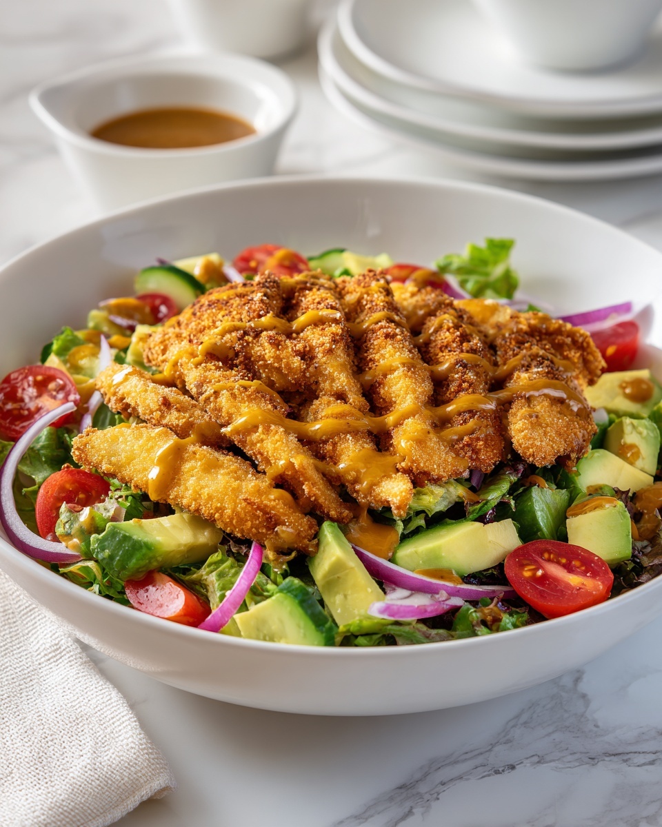 Air Fried Chicken Tender Salad with Honey Mustard Recipe - Recipe Image