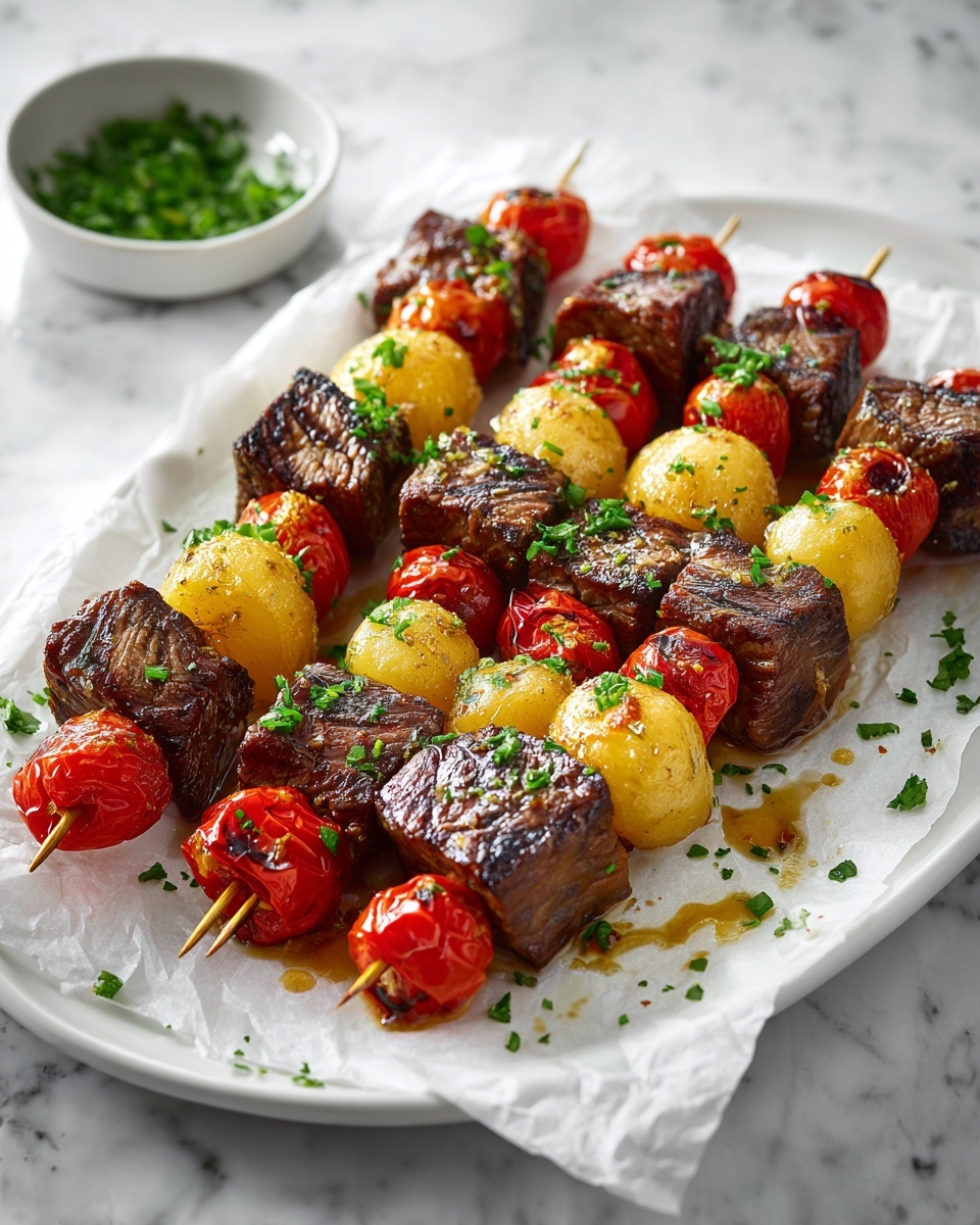 Rosemary Garlic Steak Kebabs Recipe - Recipe Image