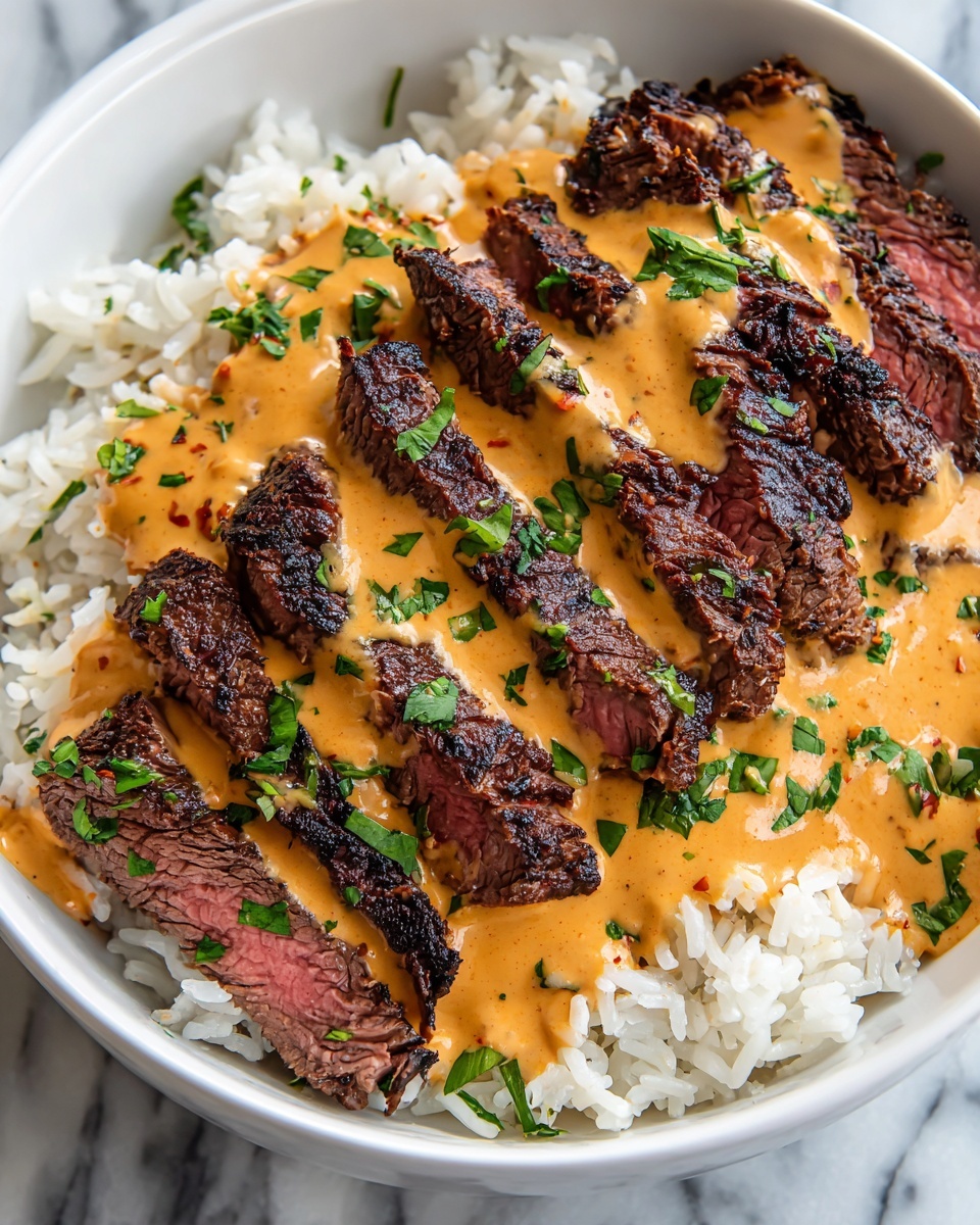 Korean BBQ Steak Rice Bowls with Spicy Cream Sauce Recipe - Recipe Image