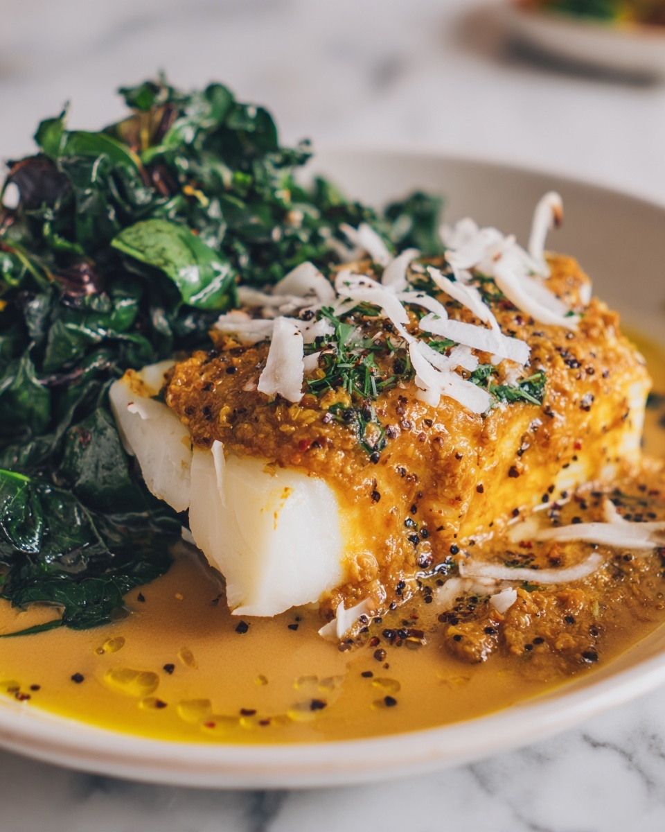 Herb-Crusted Sea Bass with Toasted Coconut and Tomato Dressing Recipe - Recipe Image