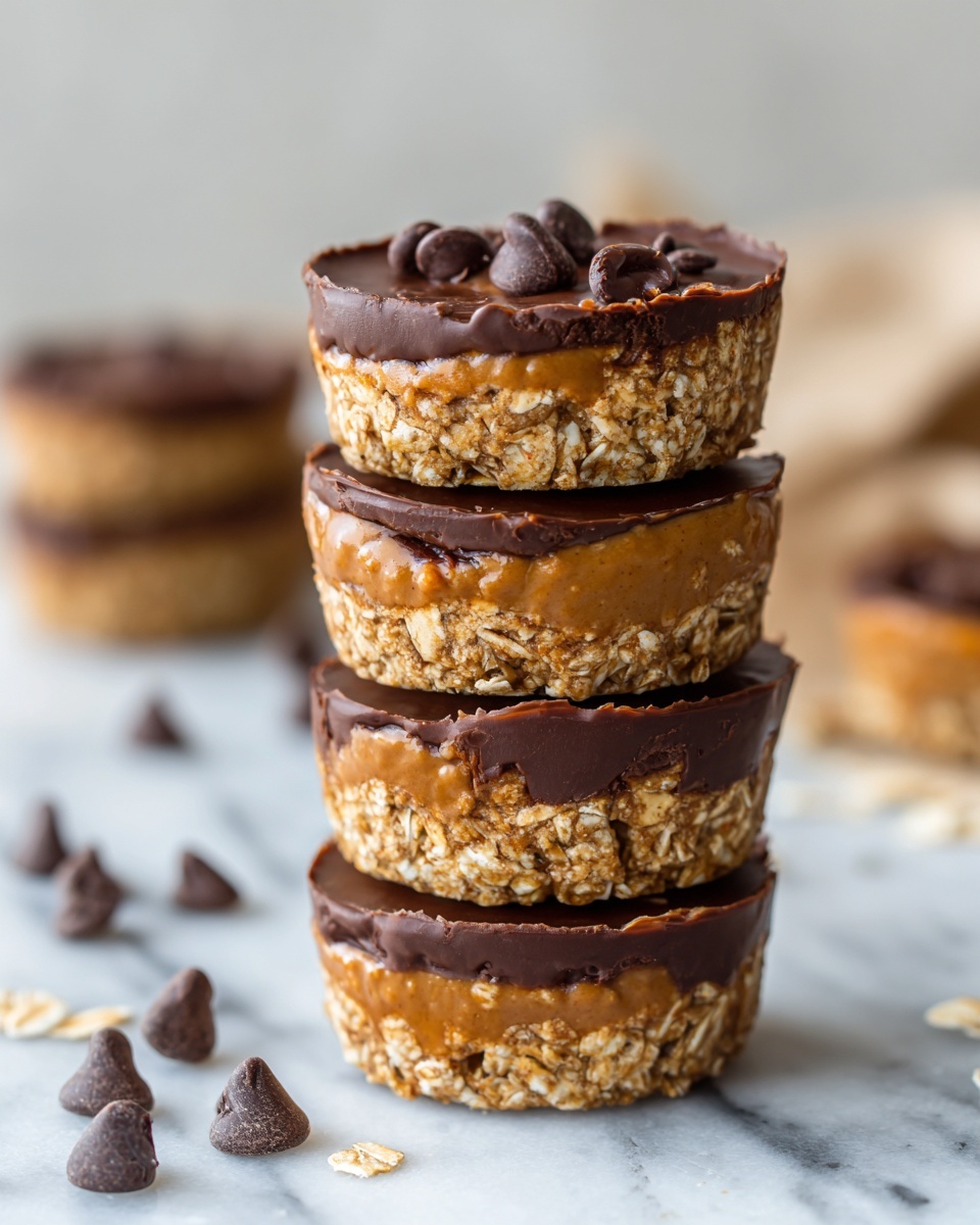 No-Bake Peanut Butter Oat Cups with Chocolate Topping Recipe - Recipe Image