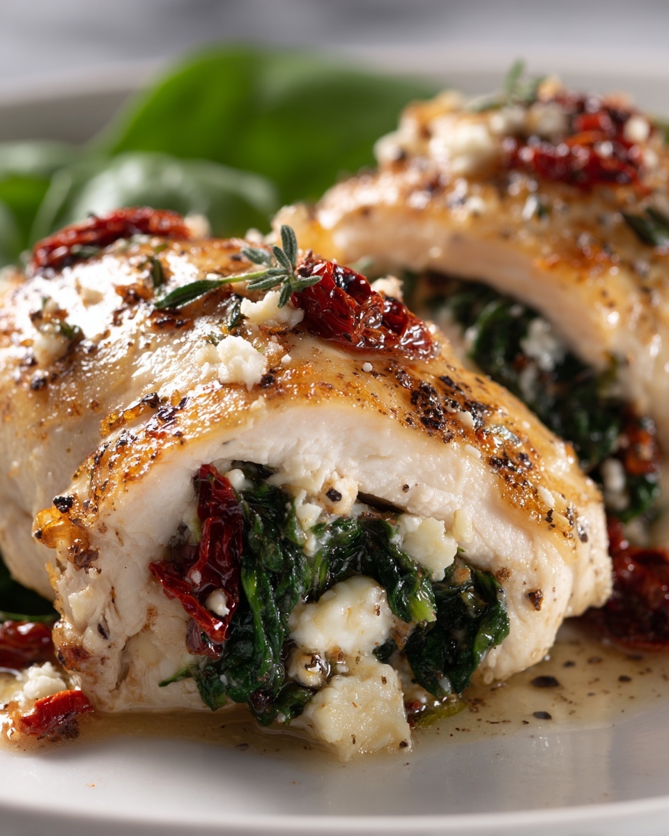 Rolled Up Chicken with Feta, Spinach, and Sun-Dried Tomatoes Recipe - Recipe Image