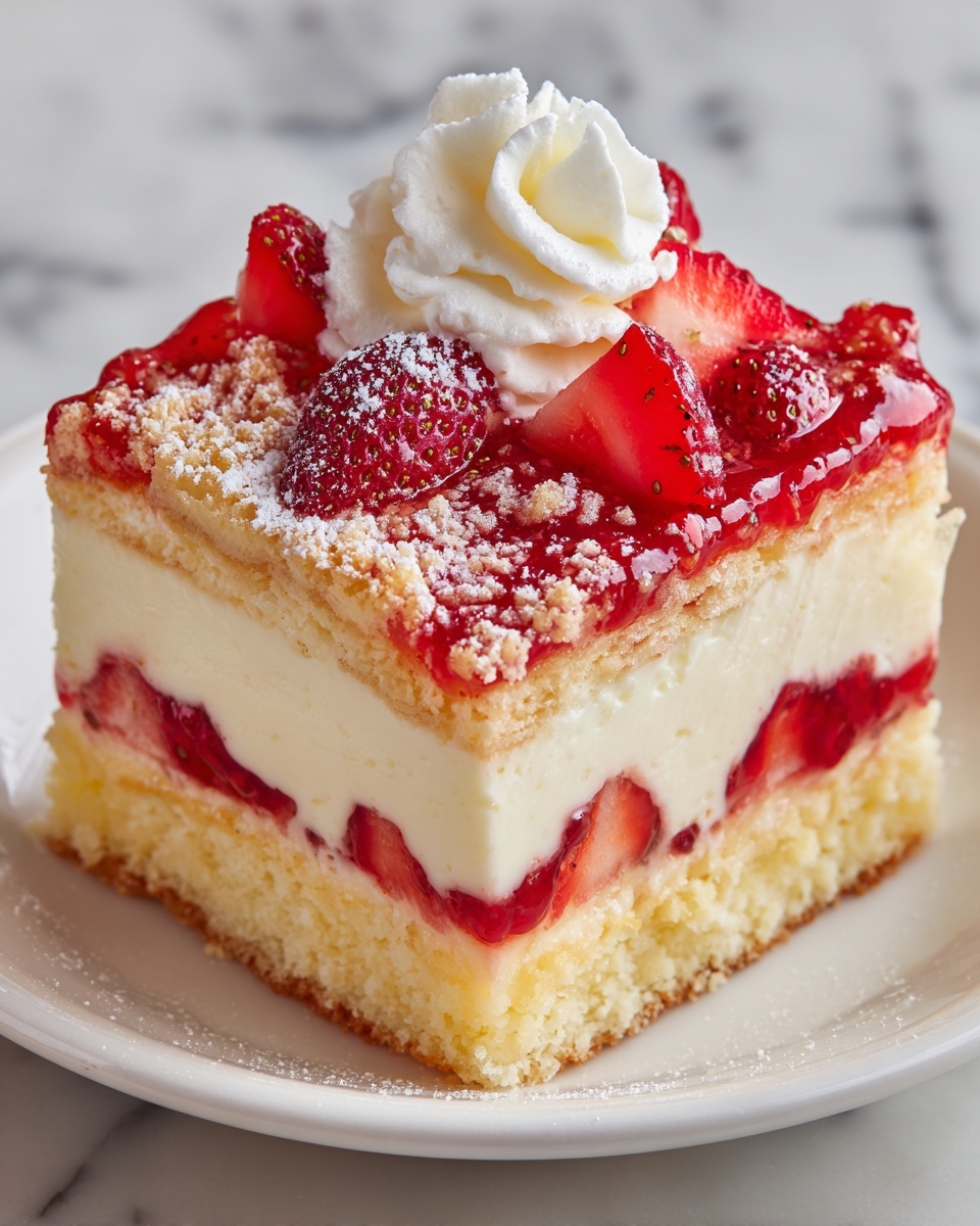 No-Fuss Strawberry Cheesecake Dump Cake Recipe - Recipe Image