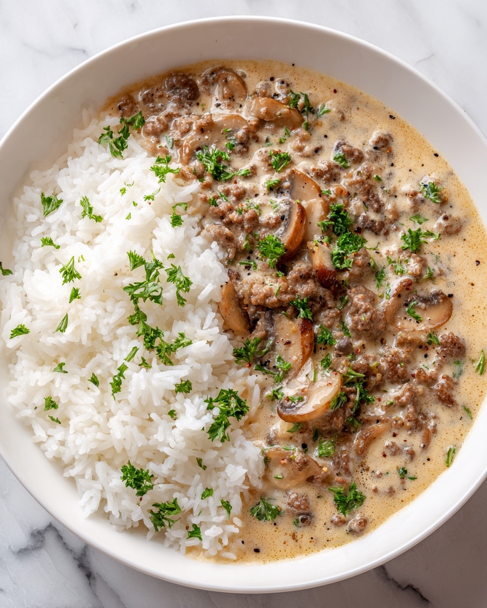 Ground Beef Stroganoff and Rice Recipe - Recipe Image