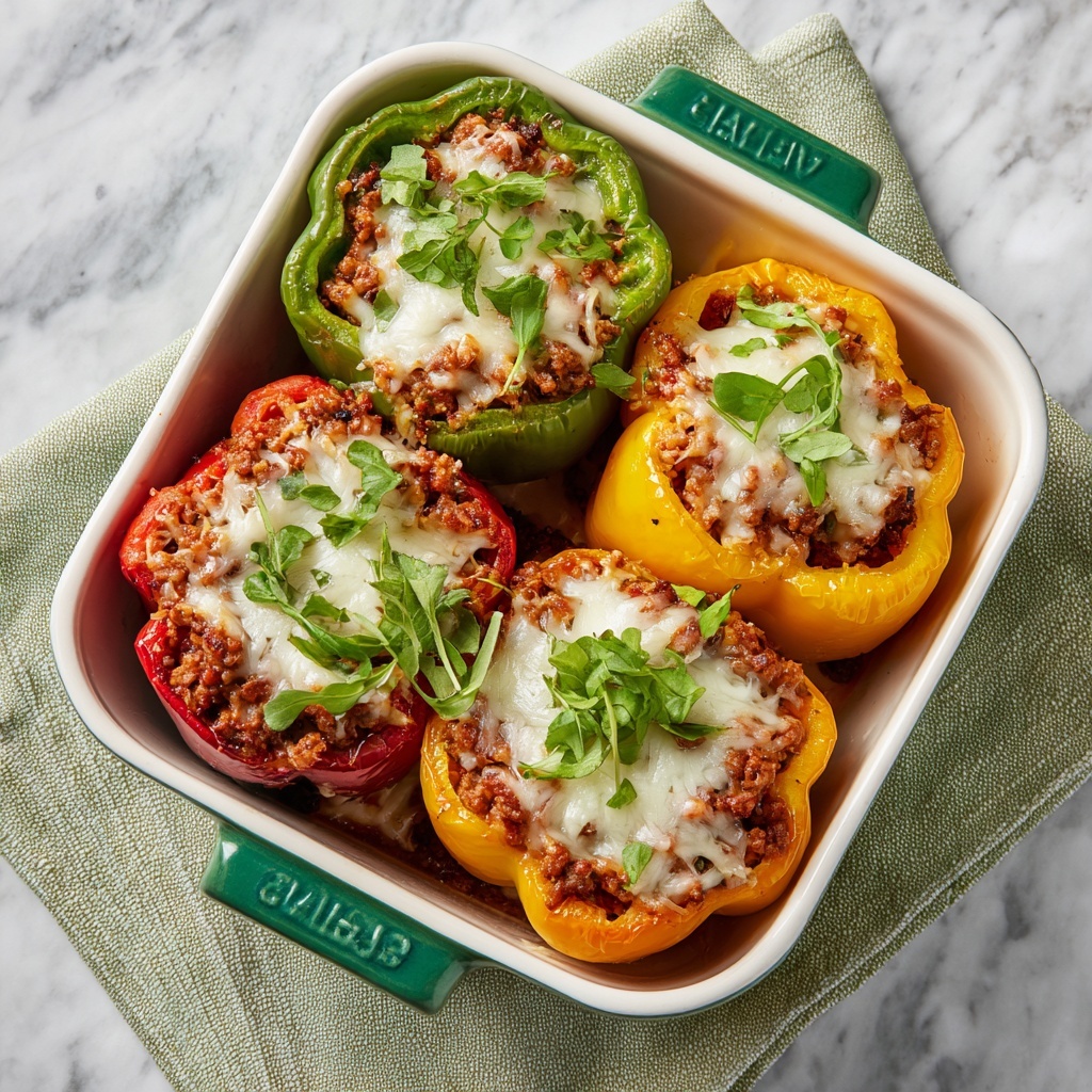 Stuffed Peppers with Ground Beef, Rice, and Cheese Recipe - Recipe Image
