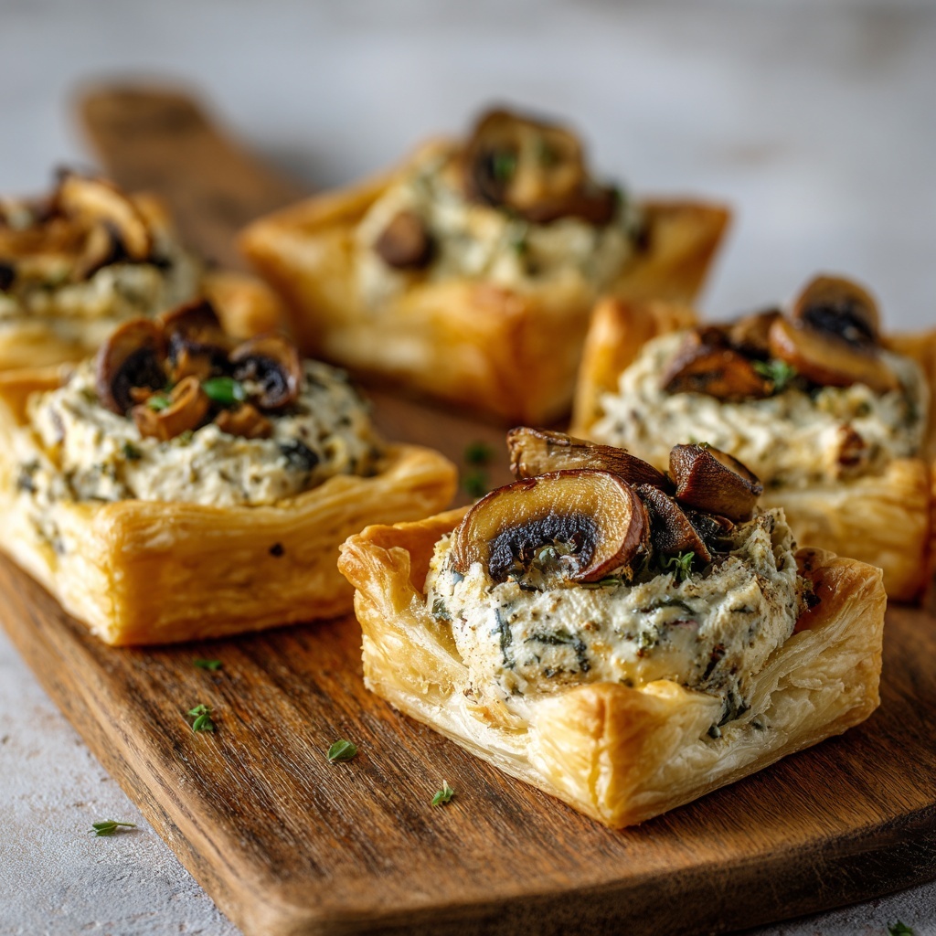 Mushroom, Shallot, and Herbed Goat Cheese Tarts Recipe - Recipe Image