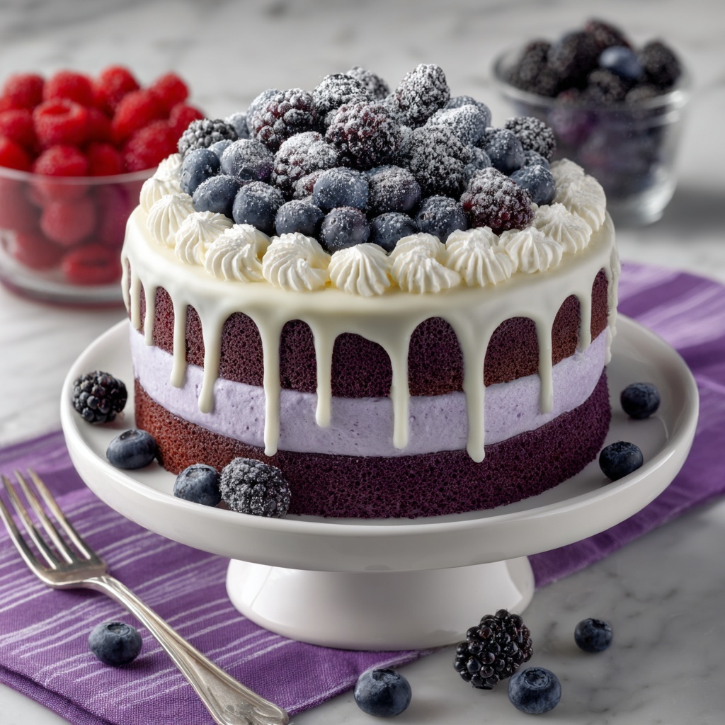 White Chocolate Blackberry Poke Cake Recipe - Recipe Image