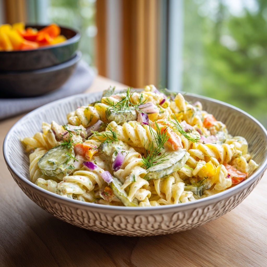 Tangy Dill Pickle Pasta Salad Recipe - Recipe Image