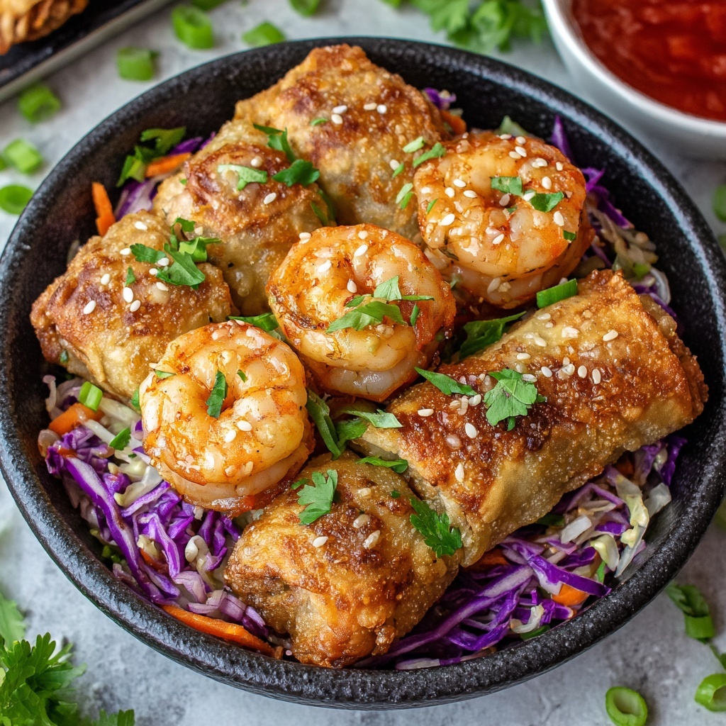Crispy Shrimp and Cabbage Egg Rolls Recipe - Recipe Image