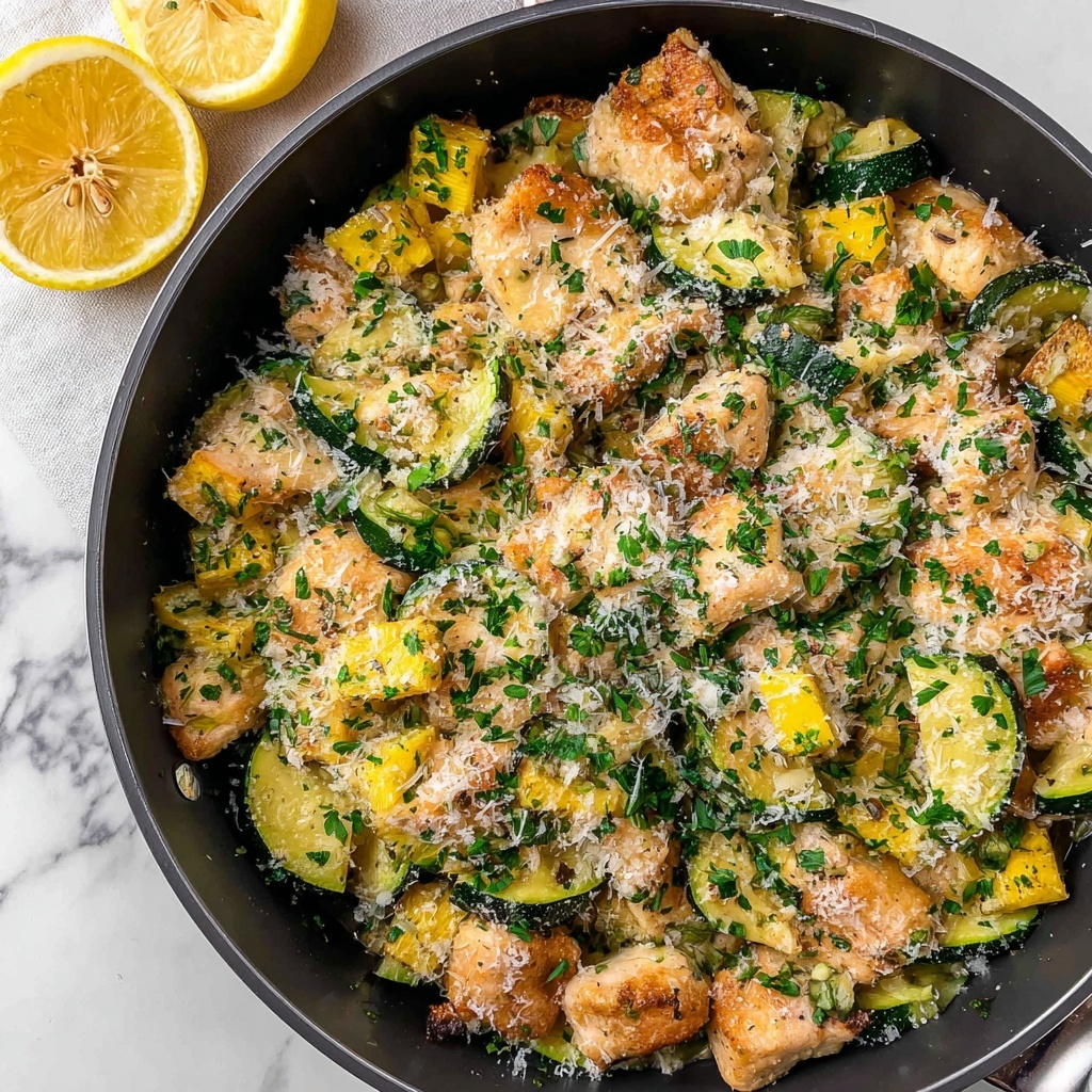 Skillet Lemon Parmesan Chicken with Zucchini and Squash Recipe - Recipe Image