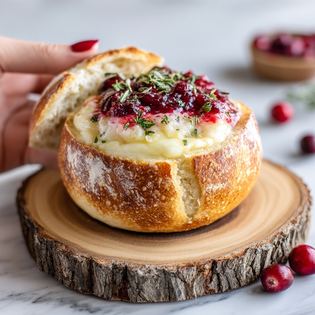Baked Cranberry Brie Bread Bowl Recipe - Recipe Image