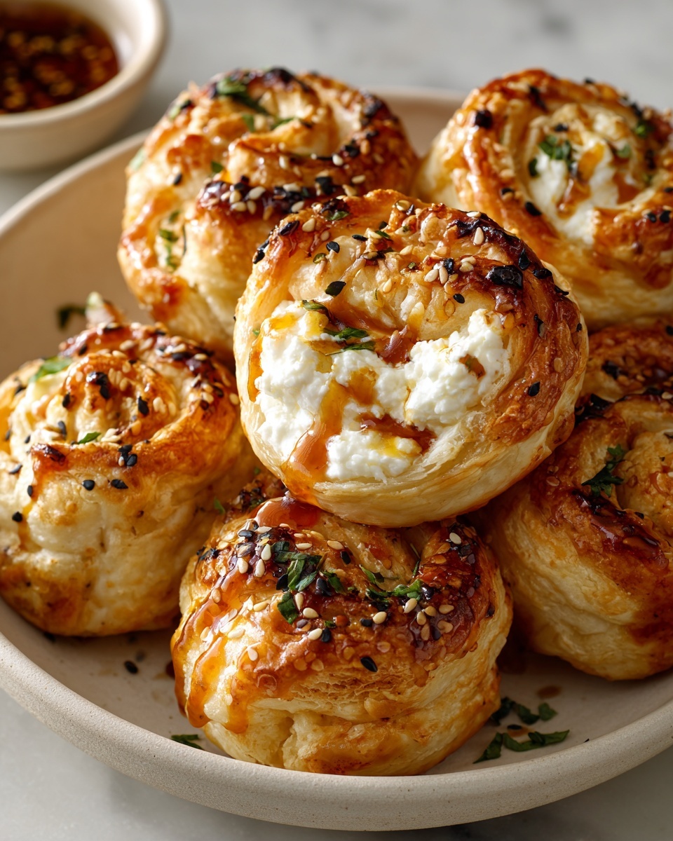 Oven Fried Feta Rolls with Chili Honey Recipe - Recipe Image