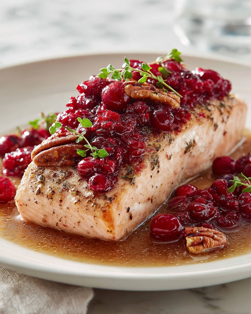 Baked Salmon with Cranberry Salsa and Pecans Recipe - Recipe Image