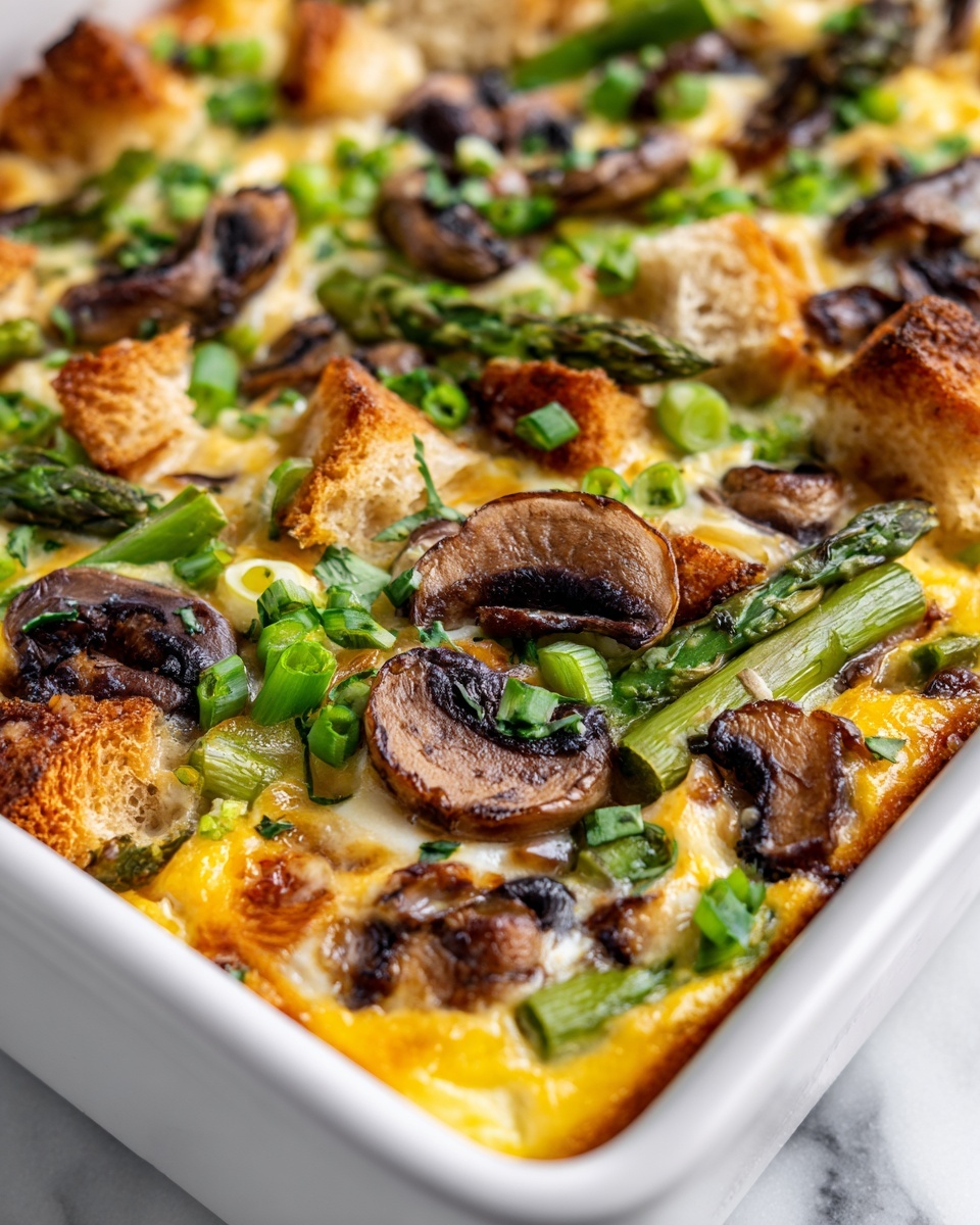 Overnight Asparagus Mushroom Strata Recipe - Recipe Image