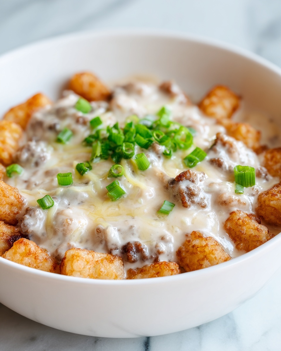 Tater Tot Breakfast Bowl with Sausage Gravy Recipe - Recipe Image