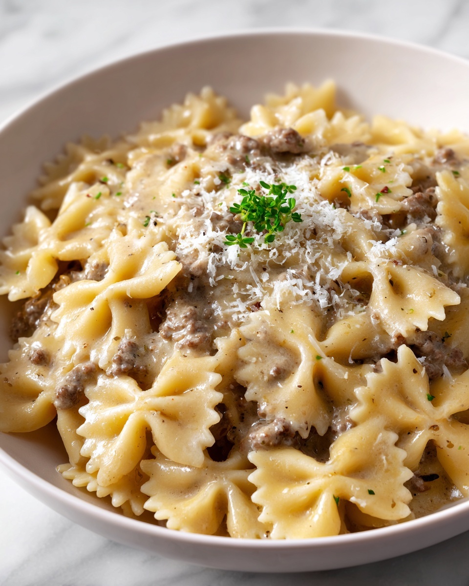 Creamy Beef and Bowtie Pasta Recipe - Recipe Image