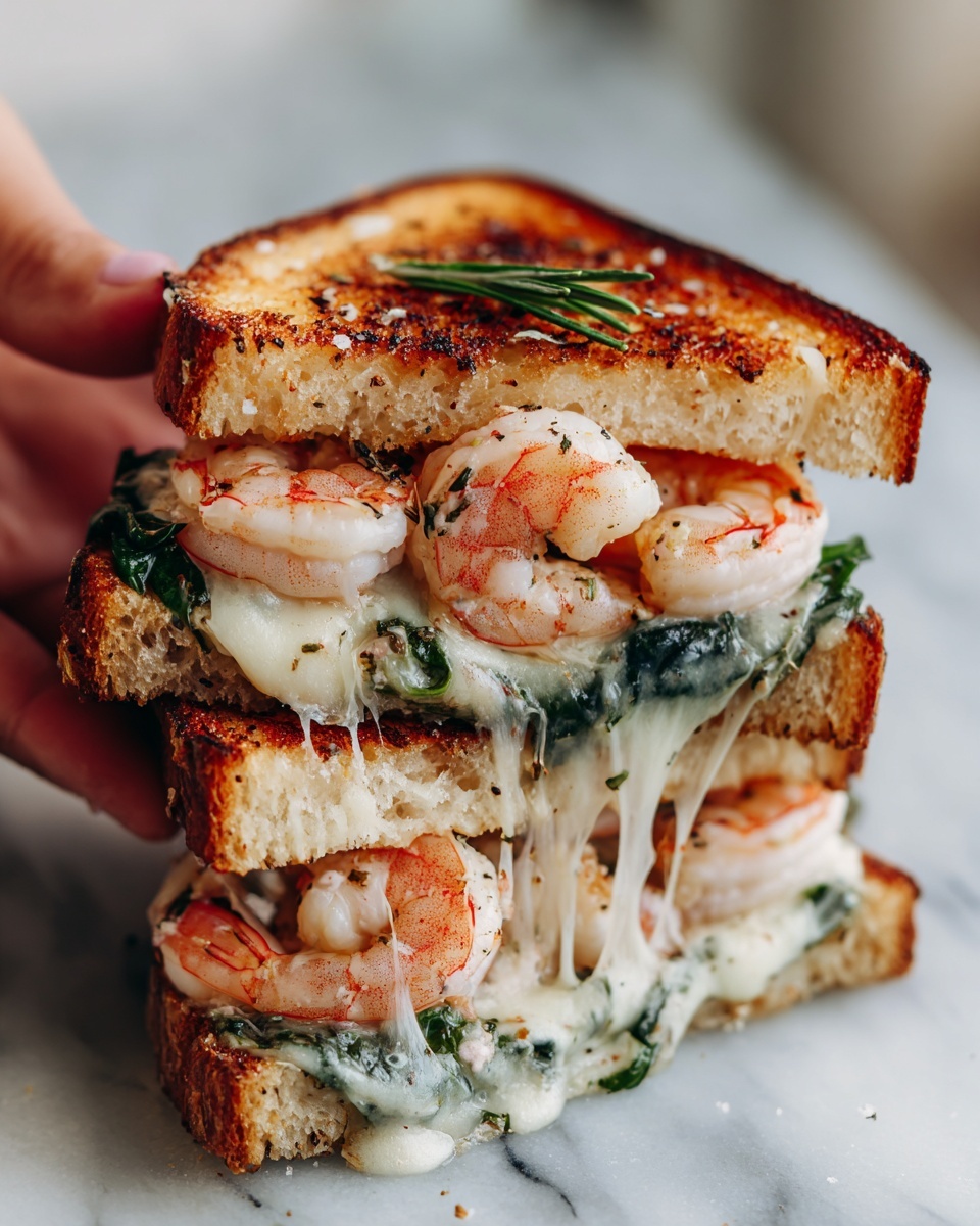 Cheesy Garlic Shrimp Grilled Cheese Recipe - Recipe Image