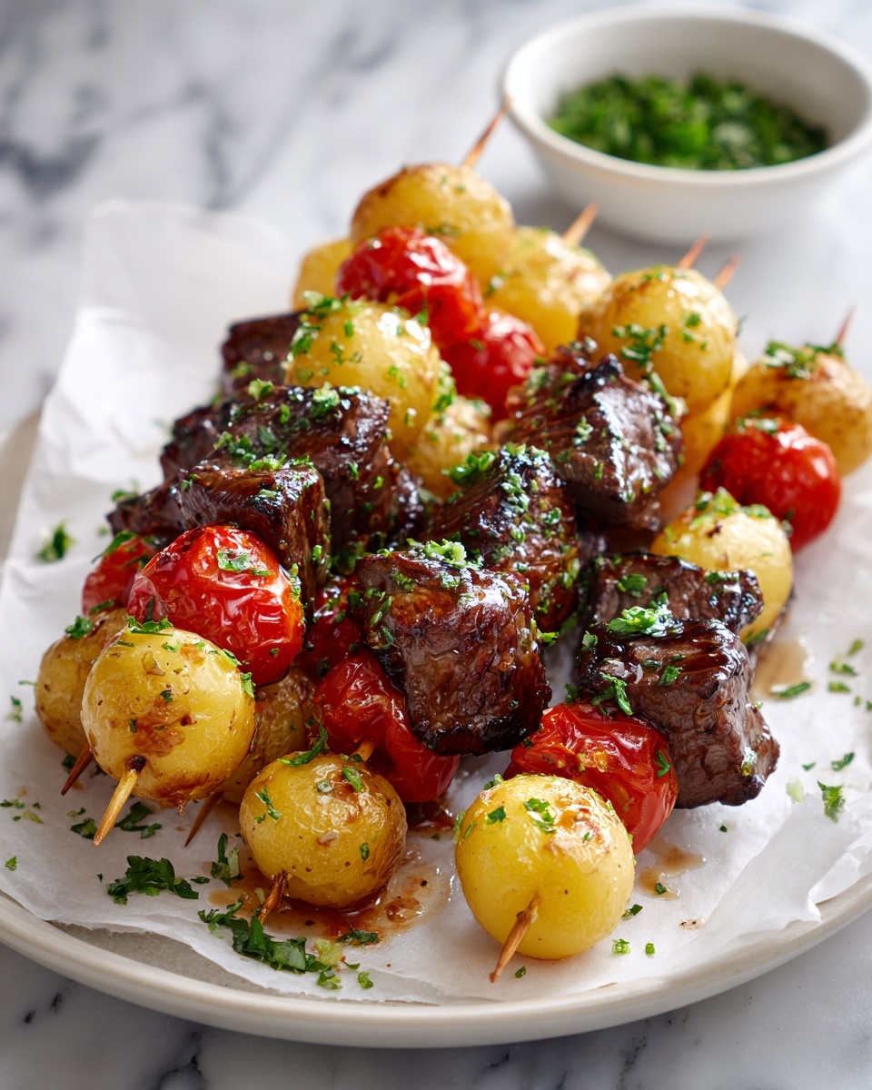 Rosemary Garlic Steak Kebabs Recipe - Recipe Image