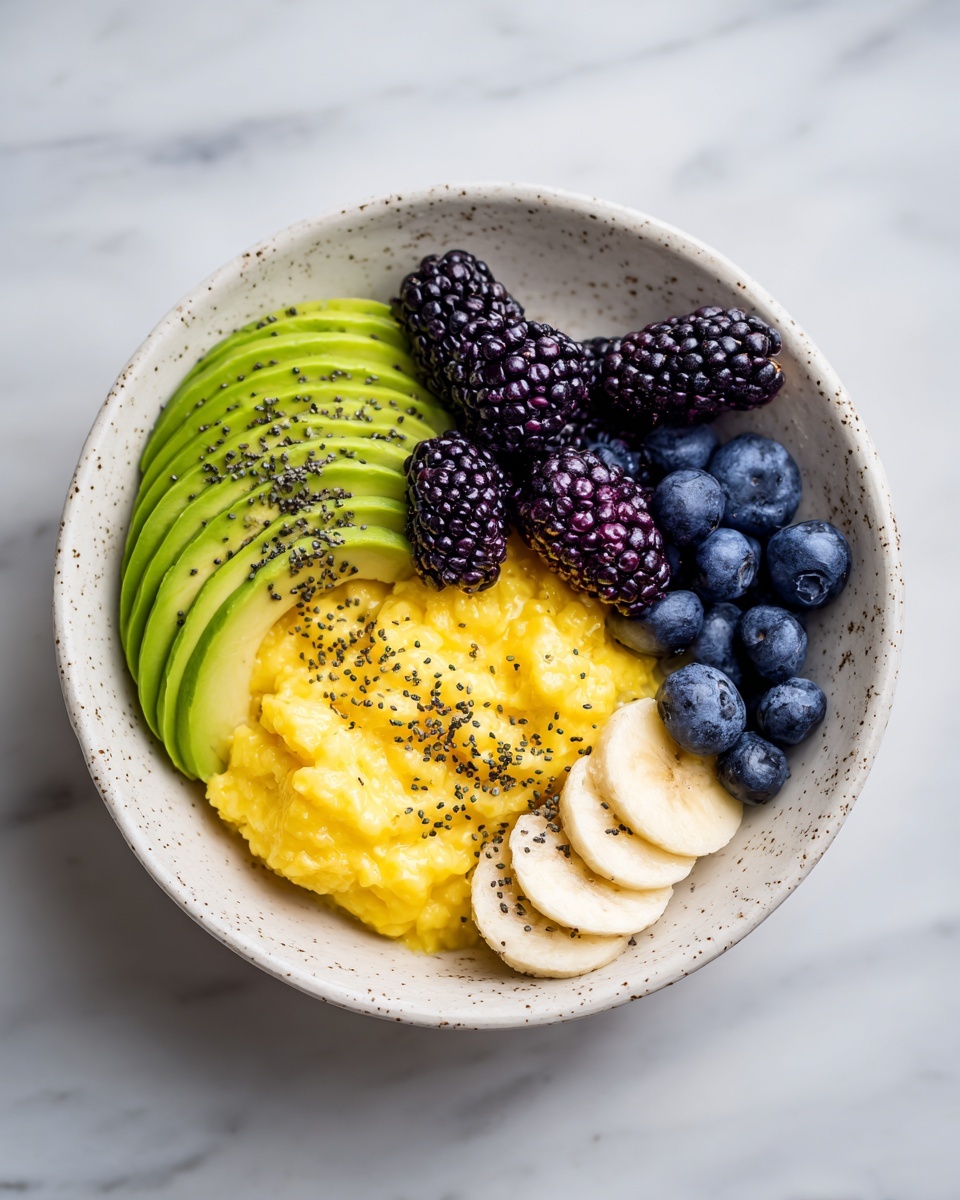 Power Breakfast Bowl with Scrambled Eggs, Avocado & Berries Recipe - Recipe Image