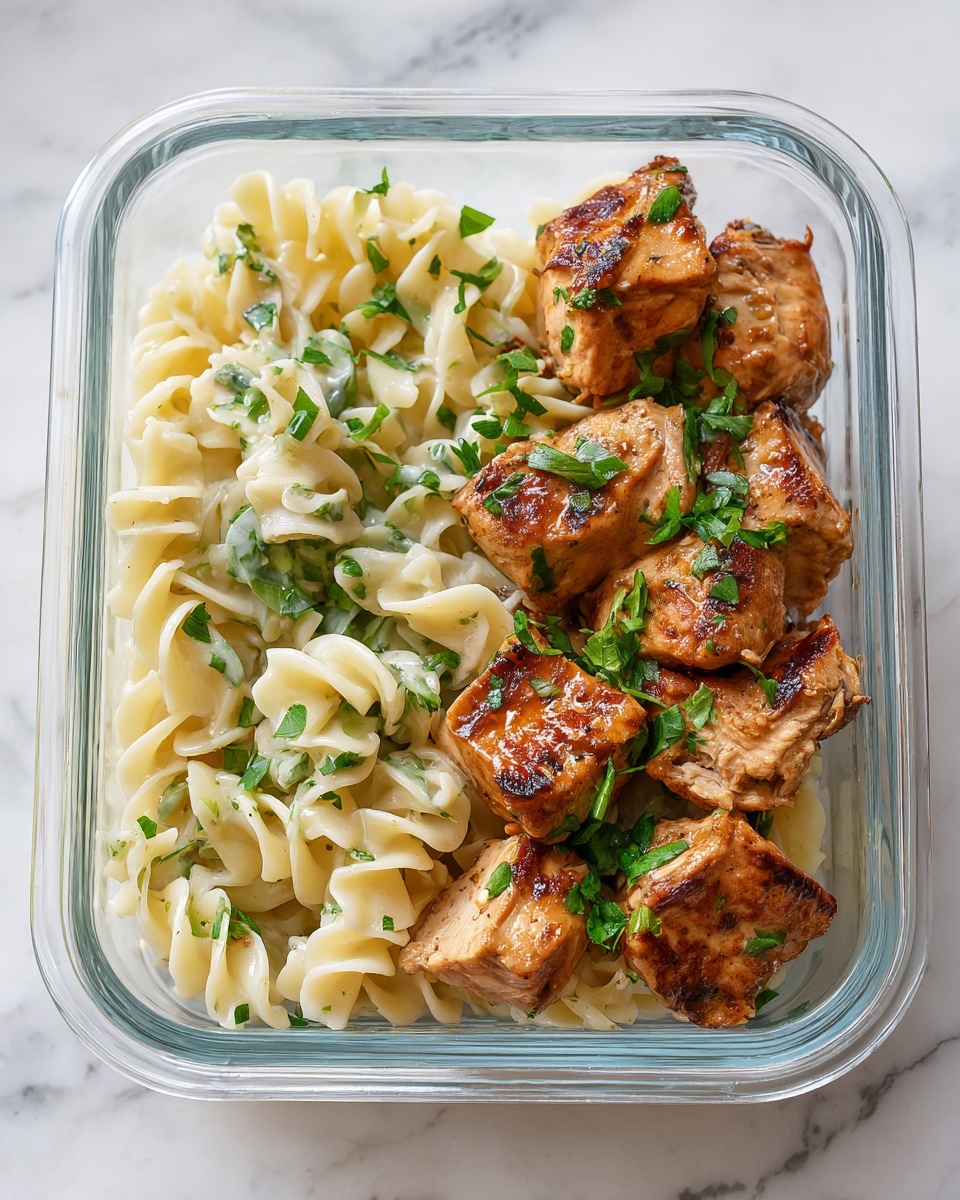 High Protein Honey Garlic Butter Chicken with Mac & Cheese Recipe - Recipe Image