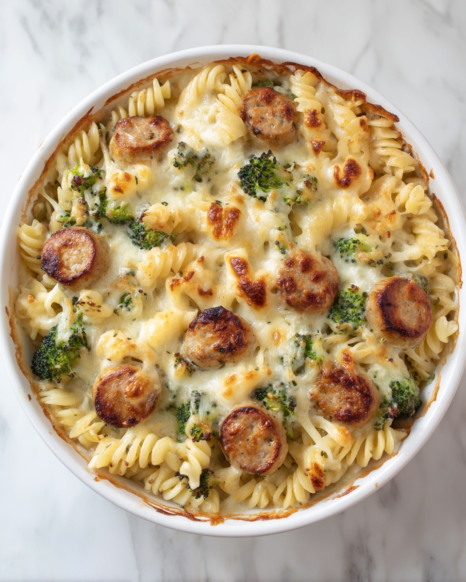 Cheesy Sausage and Broccoli Pasta with Crescent Rolls Recipe - Recipe Image