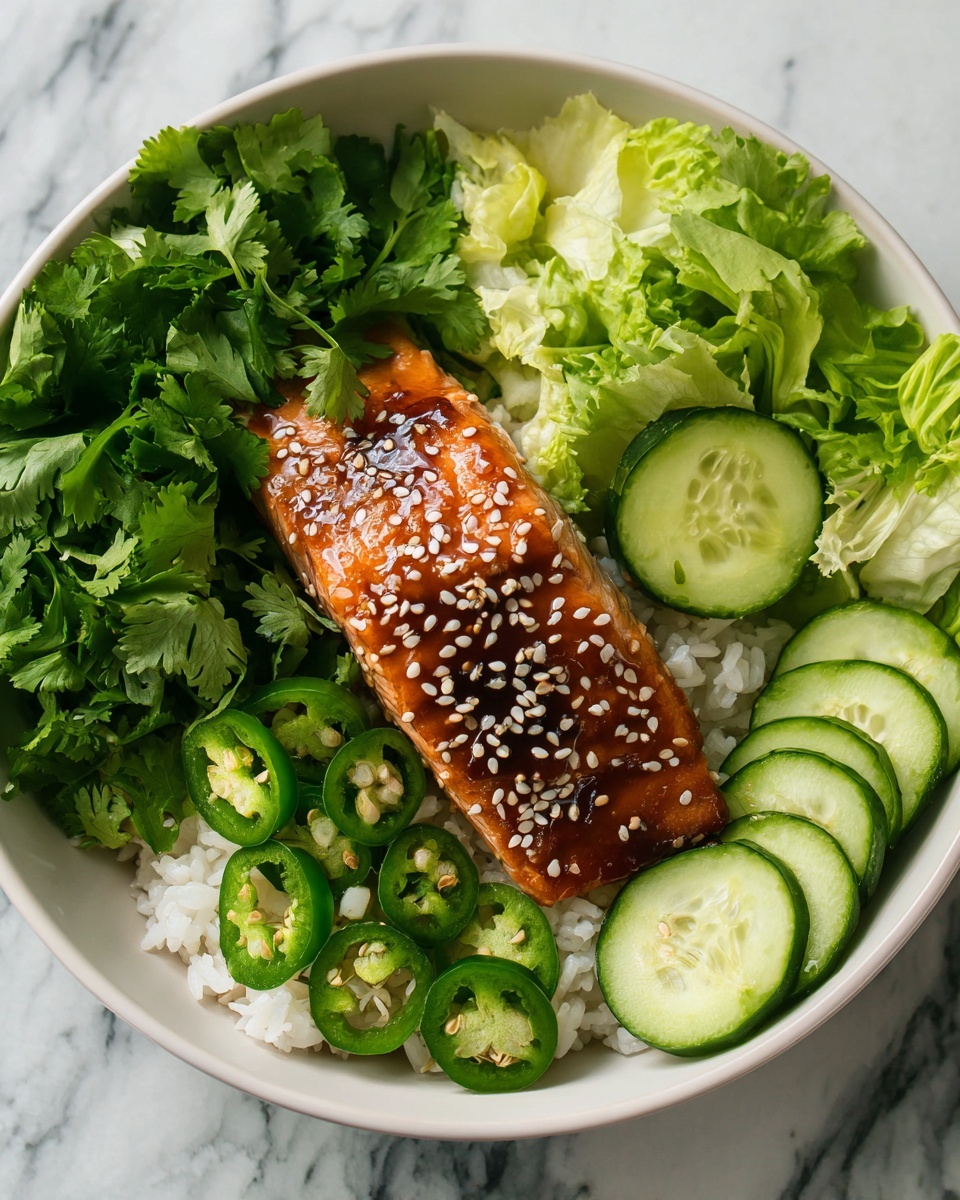 Crunchy Brown Rice Salmon Bowls with Herbed Tahini Dressing Recipe - Recipe Image