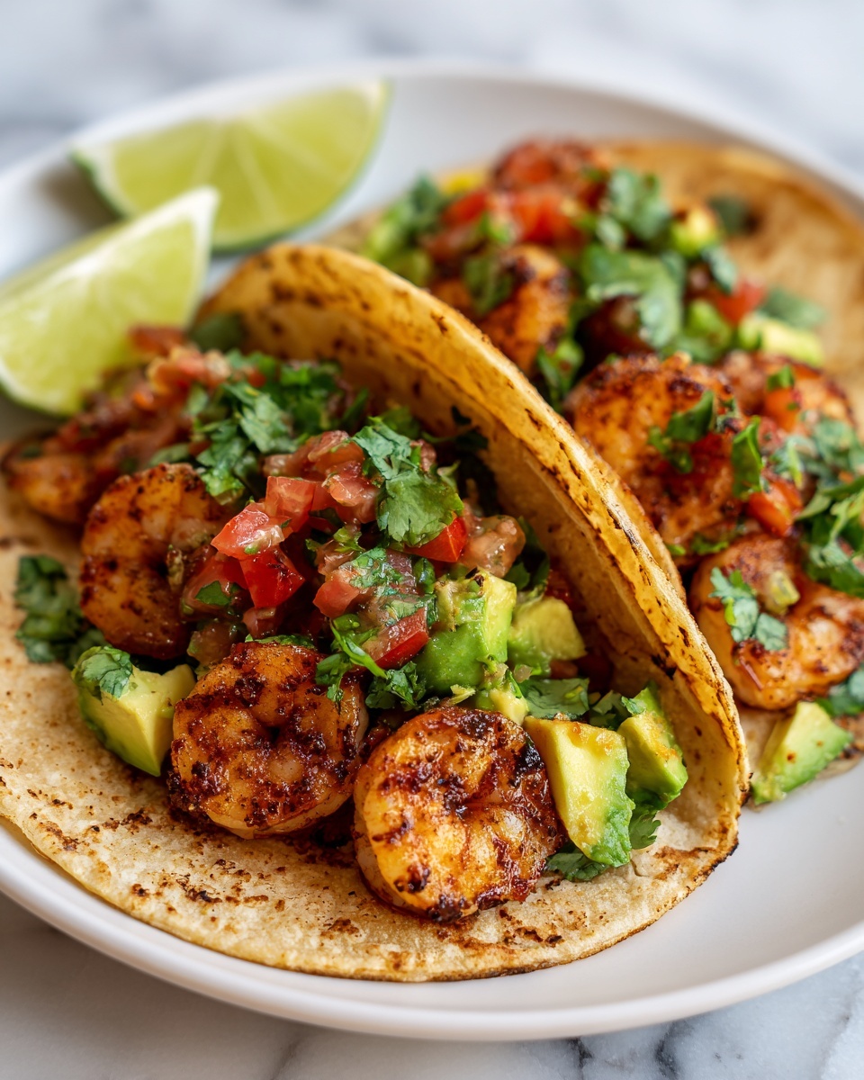 Grilled Shrimp Tacos with Avocado Salsa Recipe - Recipe Image