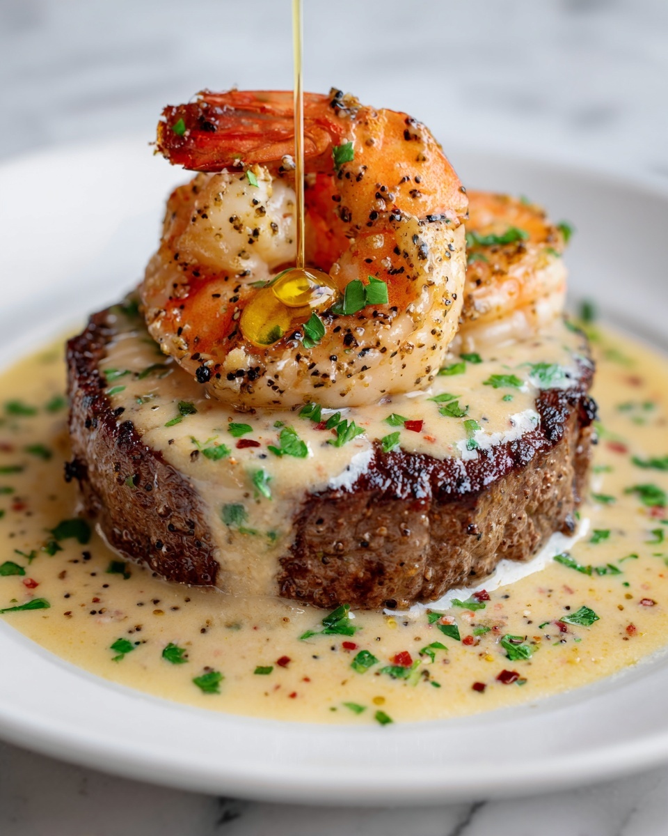 Filet Mignon with Shrimp and Lobster Cream Sauce Recipe - Recipe Image